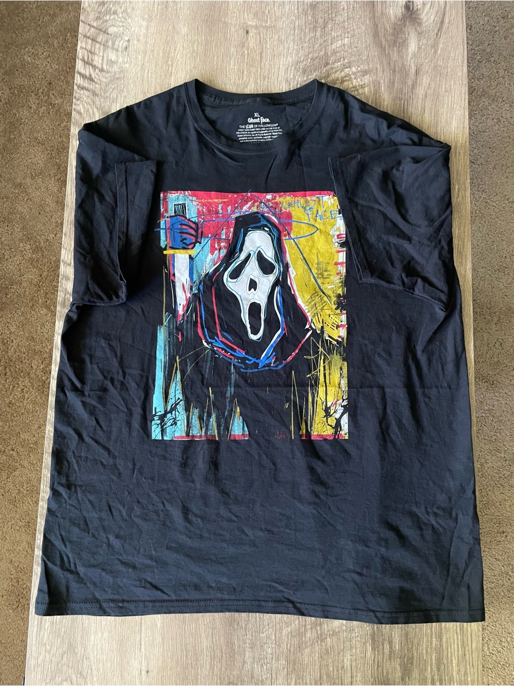 Hot Topic Black Short-Sleeve Tee with Multicolor Scream Mask Graphic